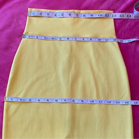 Bebe Yellow Pencil High Waist Midi Knit Skirt Size XS NWT - Picture 12 of 16